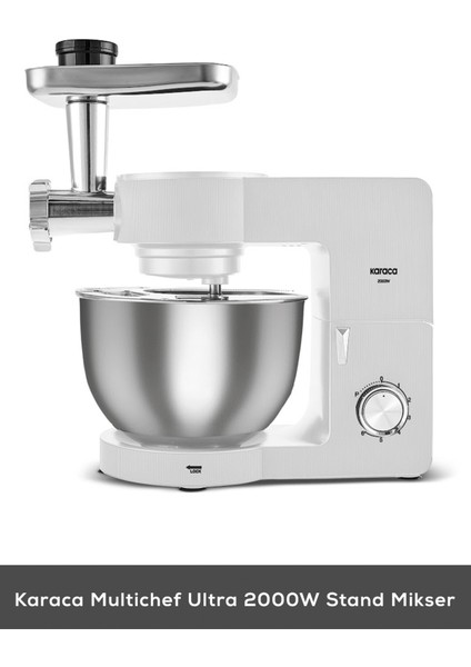 7 Litre Stand Mikser, 2000W, Beyaz, Çok Fonksiyonlu, Güçlü ve Şık Tasarım modelleri