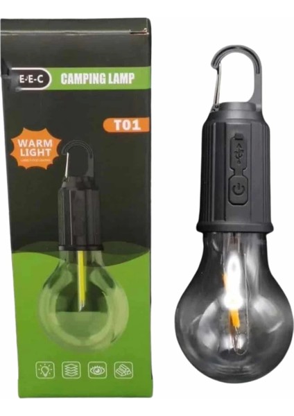 Şarjlı Dekoratif Kamp Lambası Askılı Ampul LED Işık Type-C Girişli fırsatları