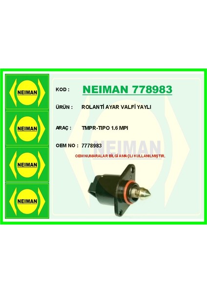 Rolanti Ayar Valfi Yaylı Tmpr-Tıpo 1.6 Mpı