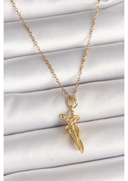 Bfs 316L Çelik Gold Renk Zincir Sarılma Model Kadın Kolye