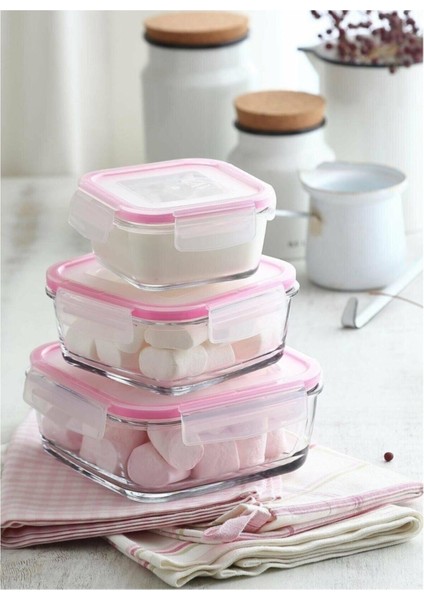 Fresco Saklama Kabı 6 Lı Cam Kare Kilitli Saklama Kabı fiyatları