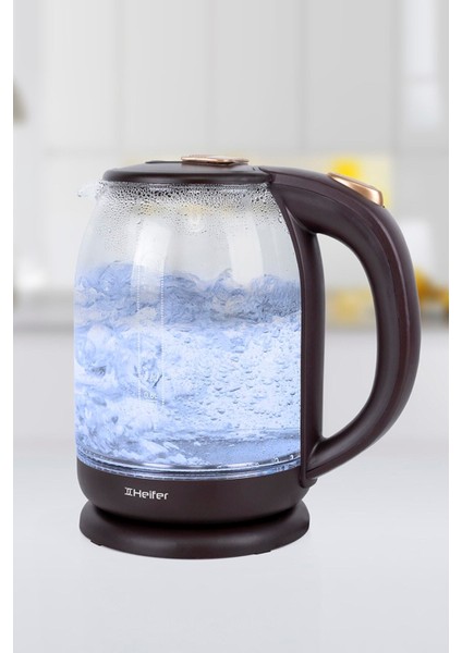 Mavi Işıklı 2000W Cam Su Isıtıcı, Şık ve Kullanışlı Tasarım