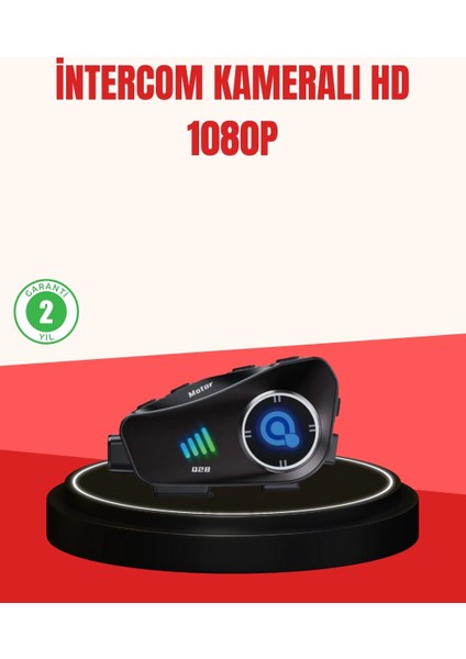 Q28 Kameralı Motosiklet Kask Kulaklık Bluetooth 5.3 Su Geçirmez 1080P Hd