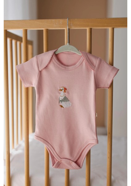 Premium %100 Pamuklu Çıt Çıtlı Nakışlı Bebek Zıbın Body 2li Set Takım modelleri