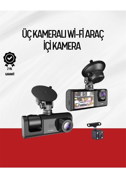 170° Geniş Açı Ön-Arka-Iç Kamera Seti – Tam Kapsamlı Araç Güvenliği