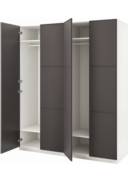 Pax Gardırop, Beyaz-Koyu Gri, 200X60X236 cm