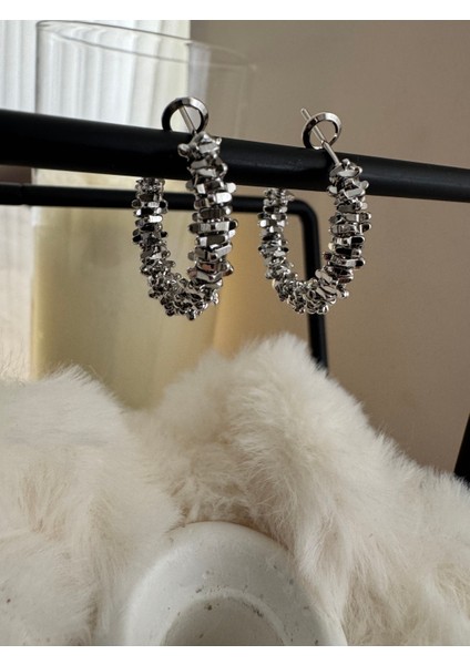 Çıkıntılı Parlak Silver Halka Küpe fırsatları