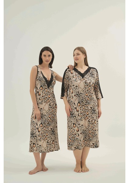 Kadın Maxi Boy Askılı Dantel Detaylı Desenli Rahat Gecelik C3T6N961 fiyatları