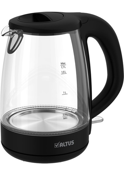Şeffaf Cam Kettle 1.7l Gizli Rezistans Siyah Renkli, Şık Tasarım modelleri