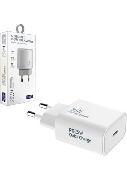 Samsung Galaxy S23 Fe Ile Uyumlu 25W Pd Type-C 3A Süper Turbo Hızlı Şarj Adaptörü