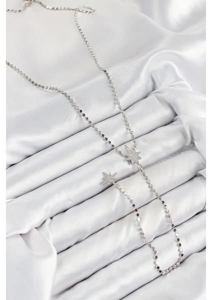 Bfs Pirinç Zirkon Taşlı Ezme Zincirli Kutup Yıldızı Model Gümüş Renk Y Kolye fiyatları