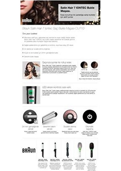 Satin Hair 7 IONTEC Saç Bukle Maşası 24 mm Seramik Malzeme ile 5 Isı Kademesi