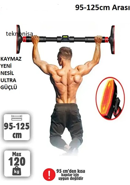 95-125 cm Koridor Kapı Barfiks Demiri Barfix Aleti Çubuğu Çekme Barı Demiri Bar 150 Kilo