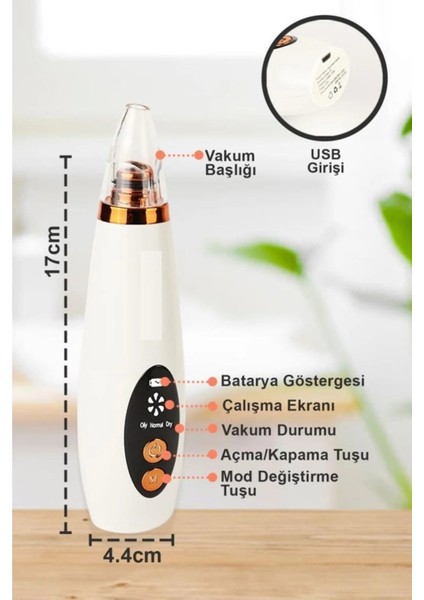 Hyundaı Dijital Göstergeli 6 Başlıklı Cilt Temizleme Vakum Aleti Turuncu Beyaz Detaylı fiyatları