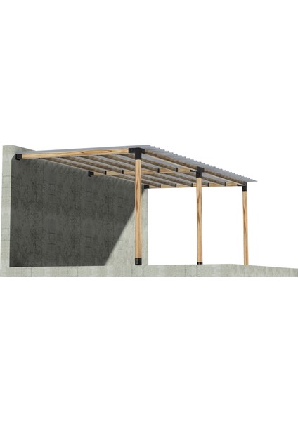 3 x 4.8 Metre Breketli Sundurma Pergole 3 Ana Direkli Trapezli Gölgelikli modelleri