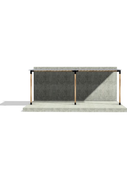3 x 4.8 Metre Breketli Sundurma Pergole 3 Ana Direkli Trapezli Gölgelikli