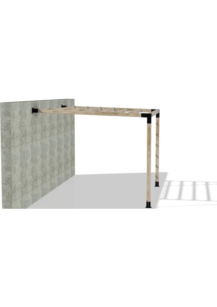 2.4 x 2.4 Metre Sundurma Pergole Braket Seti 2 Ana Direkli Üstü Izgaralı Eğimli Sundurma