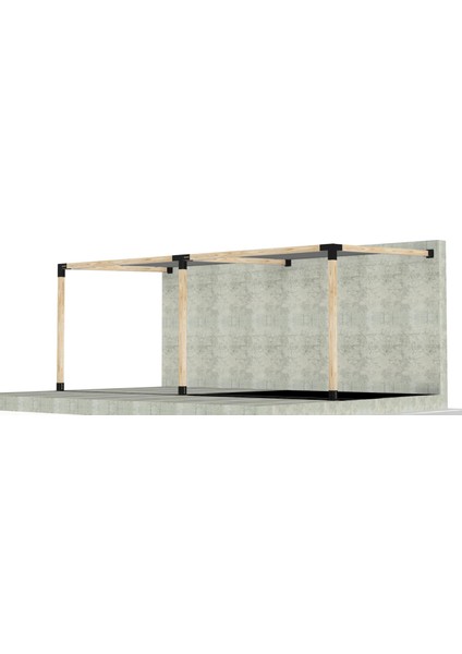 2.4 x 4.8 Metre Breketli Sundurma Pergole 3 Ana Direkli Gölgelikli Sundurma