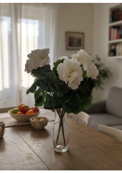 Yapay Çiçek Büyük Sardunya7 Dallı Demet 40 cm Beyaz modelleri