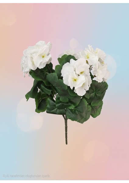 Yapay Çiçek Büyük Sardunya7 Dallı Demet 40 cm Beyaz indirimleri