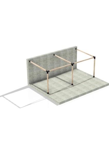 2.4 x 4.8 Metre Sundurma Pergole Braket Seti 3 Ana Direkli Üstü Açık Eğimli Sundurma