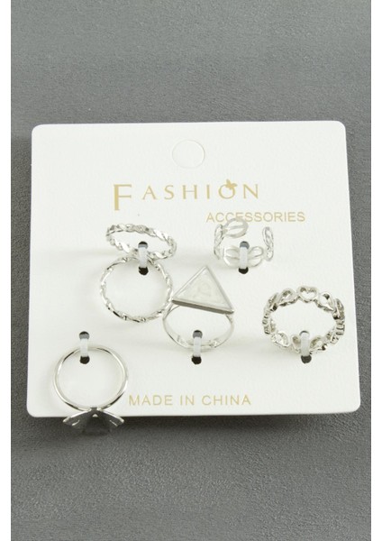 Msa-Shop 5 Adet Karışık Lüks Eklem Yüzük-Gümüş Rengi fiyatları