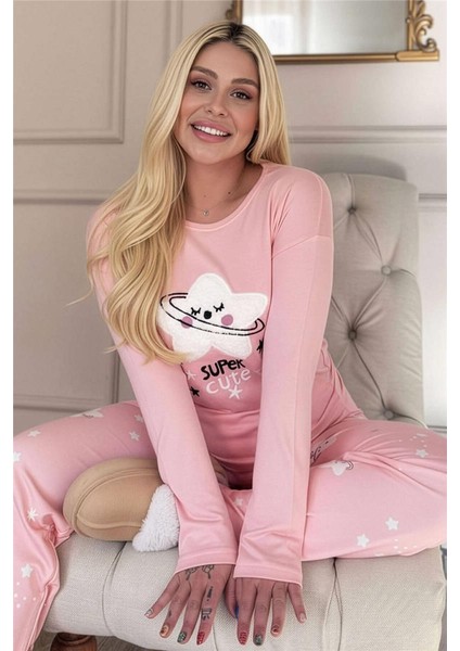 Somon Cute Desenli Termal Kadın Pijama Takımı