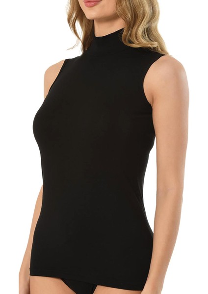 Kadın Siyah Modal Balıkçı Yaka Sıfır Kol Body 569 modelleri