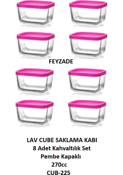 Feyzade Cube Kahvaltılık Saklama Kabı Seti 8 Adet 270CC (CUB-225)