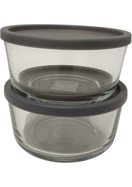 Feyzade Round Saklama Kabı (800 cc x 2 Adet) Antrasit Kapaklı fiyatları