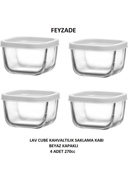 Feyzade Cube Saklama Kabı 4 Adet 270CC (CUB-225)