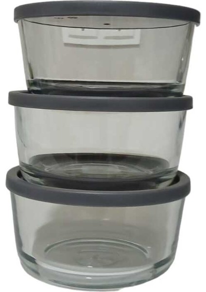 Feyzade Round Saklama Kabı (1490 cc x 3 Adet) Gri Kapaklı (LV-RND-217) fırsatları