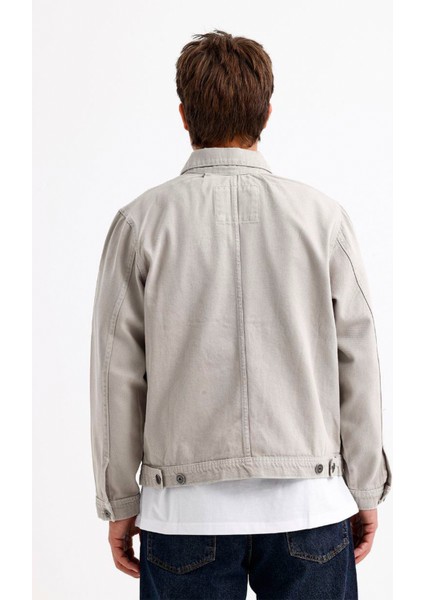 Erkek Bej Oversize Fermuarlı Kot Ceket fırsatları