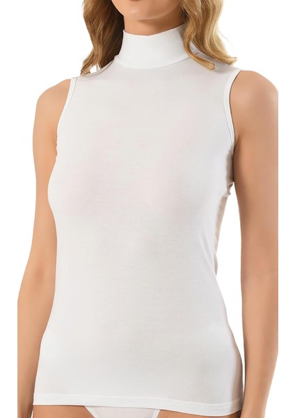 Kadın Beyaz Modal Balıkçı Yaka Sıfır Kol Body 569 fiyatları