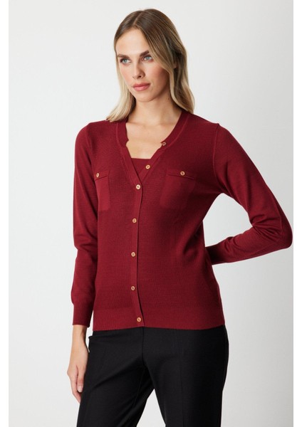 65357 Onteks V Yaka Hırka Görünümlü Kazak modelleri