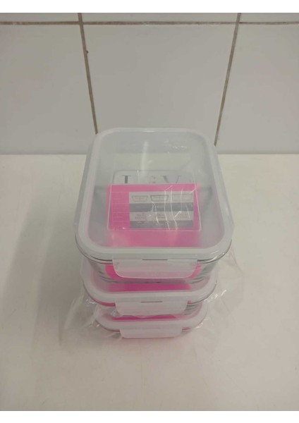 Feyzade Fresco Iki Bölümlü Kilitli Cam Saklama Kabı 3’lü Set 1120CC Dikdörtgen (FRS-297)