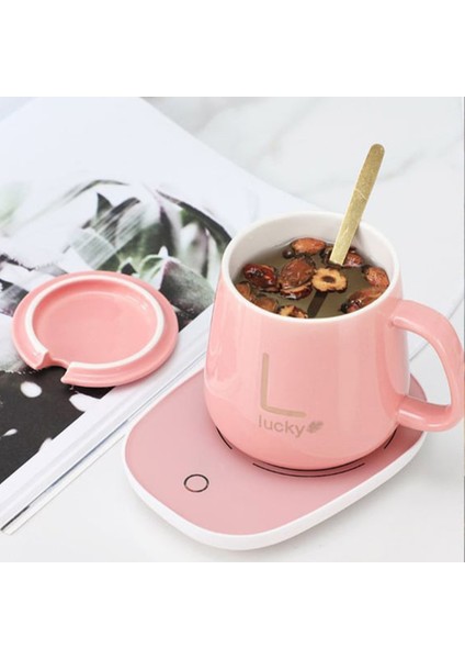 Beyaz Porselen Isıtıcı Kapaklı ve Kaşıklı Kupa Bardak Fincan