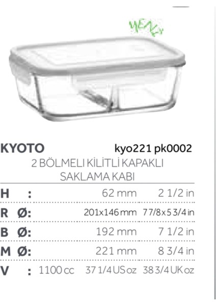 Kyoto 3" Lü Saklama Kabı modelleri