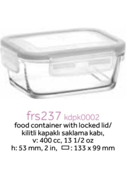 Saklama Kabı 3 Lü Cam Kilitli Saklama Kabı FRS237 400CC Beyaz modelleri