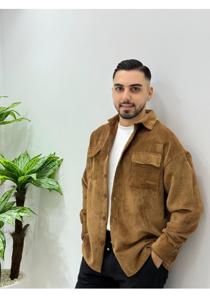 Erkek Kadife Gömlek Yüksek Kaliteli Gömlek Oversize Kalıp Renk Solması Yapmaz