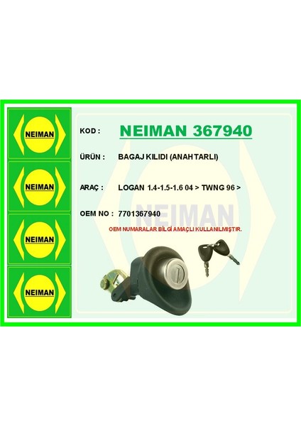 Bagaj Kılıdı Anahtarlı Logan 1.4-1.5-1.6 04 > Twng 96 >