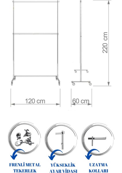 Çift Katlı Dekoratif Askılık-Ayaklı Elbise Askısı-Seyyar Askılık modelleri