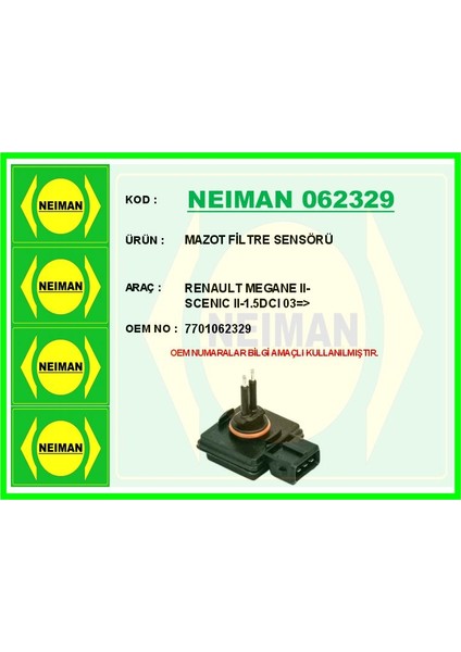 Mazot Filtre Sensörü Renault Megane Iı-Scenıc Iı-1.5dcı 03 >