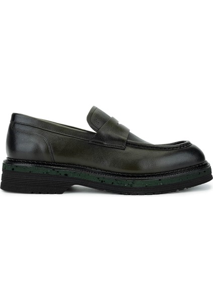 Erkek Hakiki Deri Yeşil Loafer Ayakkabı 987 222A Erk Ayk SK25-26 Yesıl Dr