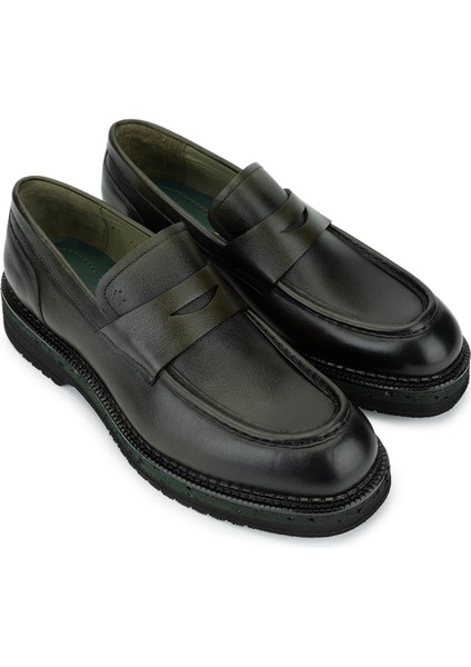 Erkek Hakiki Deri Yeşil Loafer Ayakkabı 987 222A Erk Ayk SK25-26 Yesıl Dr fiyatları