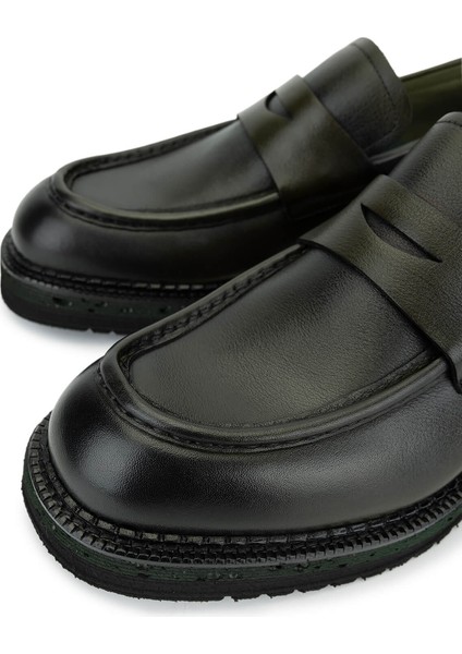 Erkek Hakiki Deri Yeşil Loafer Ayakkabı 987 222A Erk Ayk SK25-26 Yesıl Dr modelleri