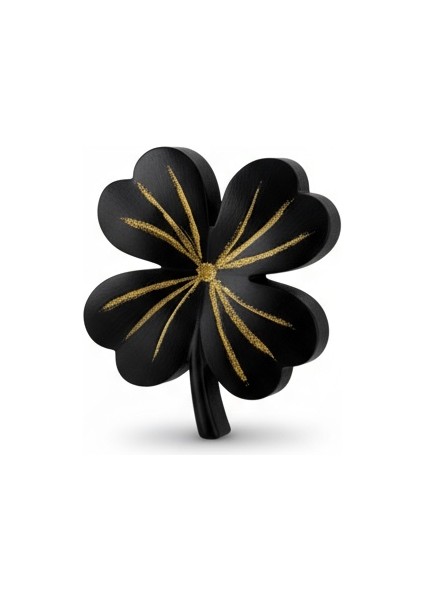 Yonca Formlu Siyah Gold Yaldızlı Dekoratif Obje – 12X10 cm fırsatları