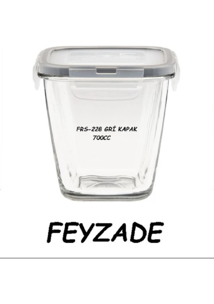 Feyzade Fresco Kilitli Cam Saklama Kabı Seti 4 Adet 700CC Gri Kapaklı (FRS-228) modelleri