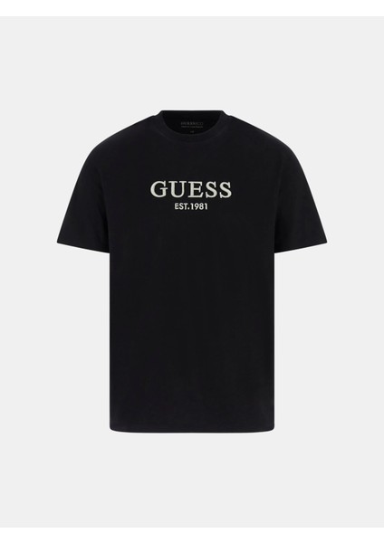 Embroidery Erkek Siyah Regular Fit T-Shirt M5BI09K8FQ4-JBLK