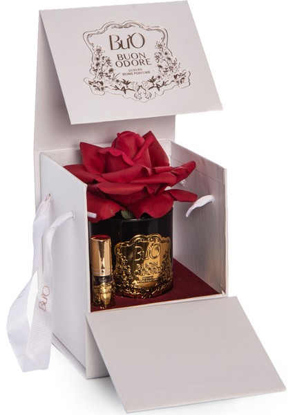 Siyah Cam Gold Vazo Kırmızı Tek Gül fırsatları